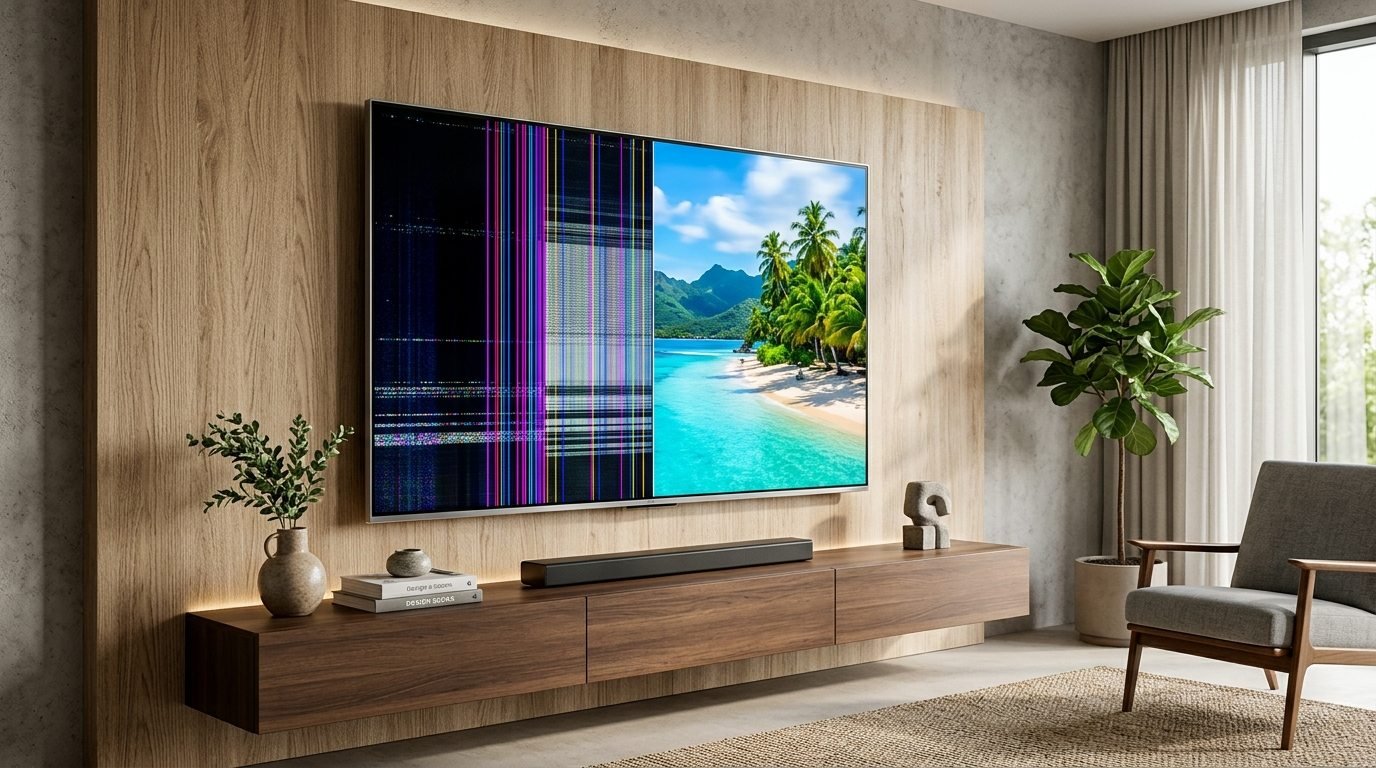 4K screen line restoration before and after display test